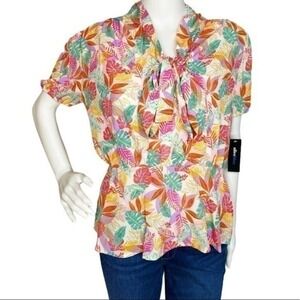 ALICE Blue Palm Blouse Pink Size Small NWT